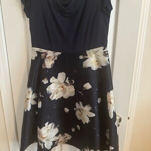 Floral Navy and White Dress